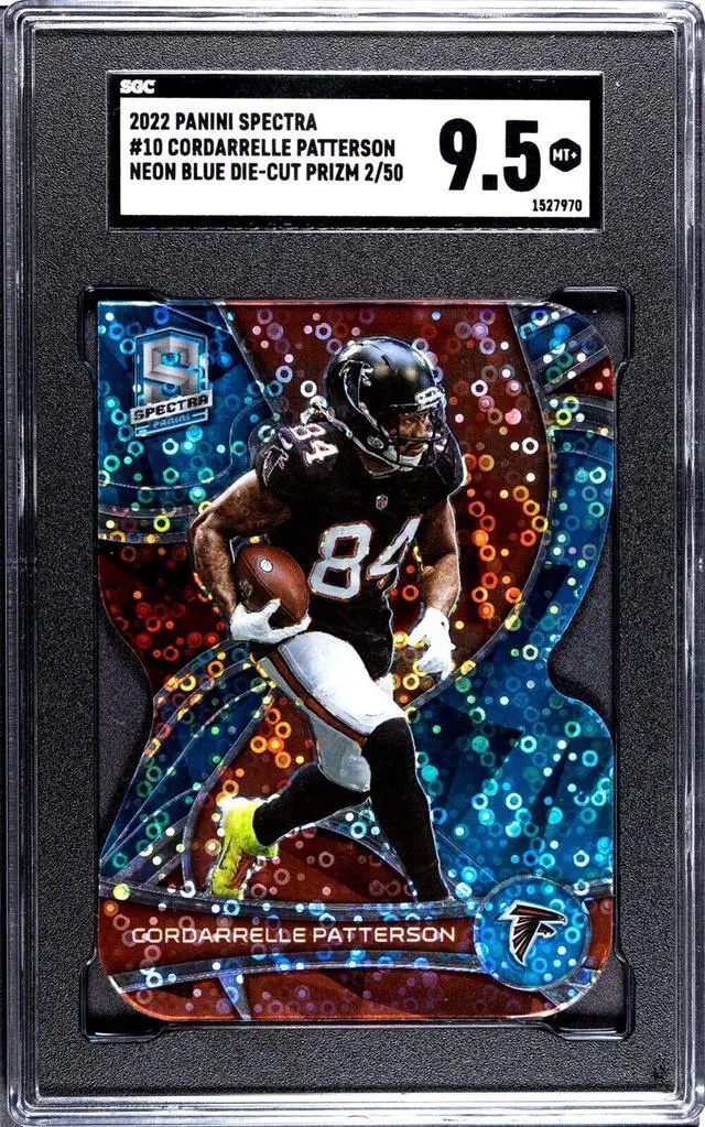 Main image of Cordarrelle Patterson 2022 Panini Spectra Neon Blue Die-Cut Prizm Card #10- /50- SGC Graded 9.5 Mint+ (Atlanta Falcons)