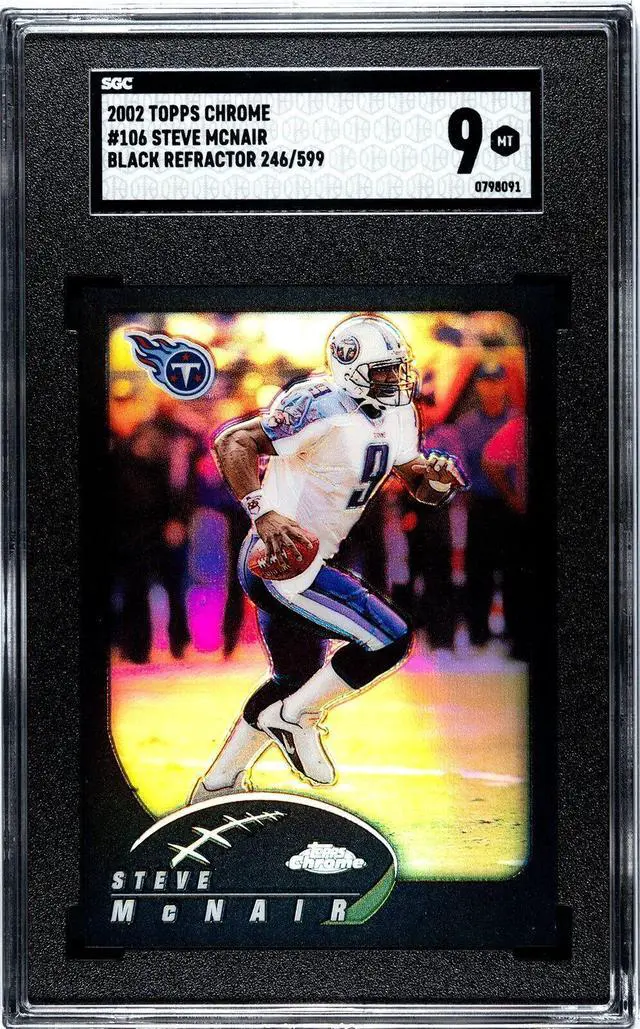 Main image of Steve McNair 2002 Topps Chrome Black Refractor Card #106- /599- SGC Graded 9 Mint (Tennessee Titans)