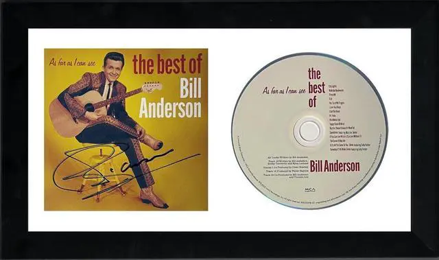 Main image of Bill Anderson signed 2022 The Best of Bill Anderson: As Far as I Can See Booklet Cover w/ CD 6.5x12 Custom Framing- COA