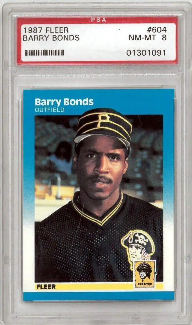 Main image of Barry Bonds 1987 Fleer Rookie Card (RC) #604- PSA Graded 8 NM-MT (Pittsburgh Pirates)