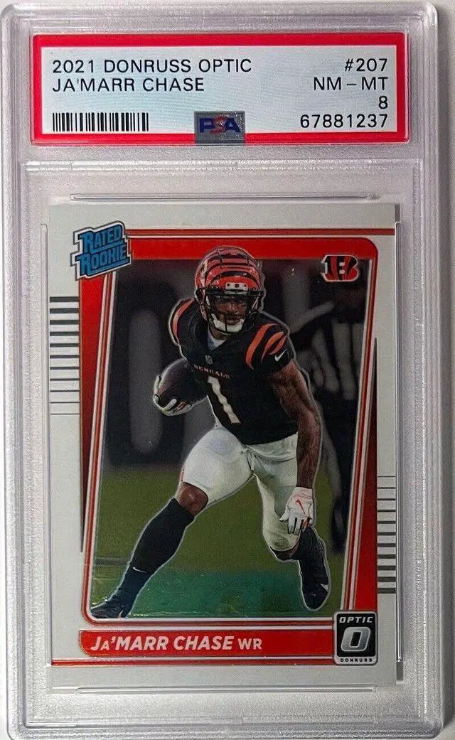 Main image of Ja'Marr Chase 2021 Panini Donruss Optic Rated Rookie Card (RC) #207- PSA Graded 8 NM-MT (Cincinnati Bengals)