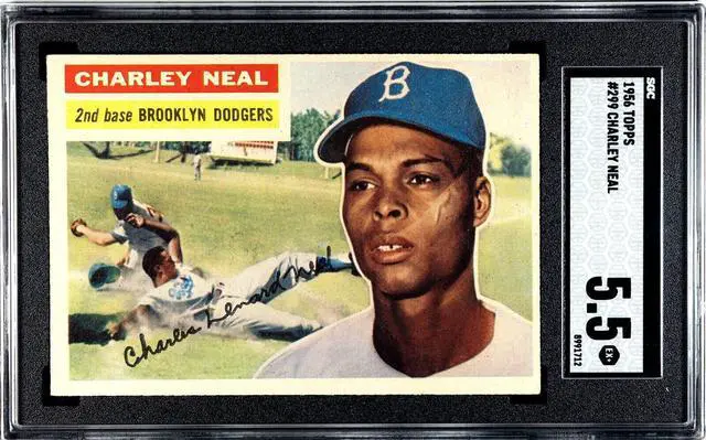 Main image of Charley Neal 1956 Topps Baseball Card #299- SGC Graded 5.5 EX+ (Brooklyn Dodgers)