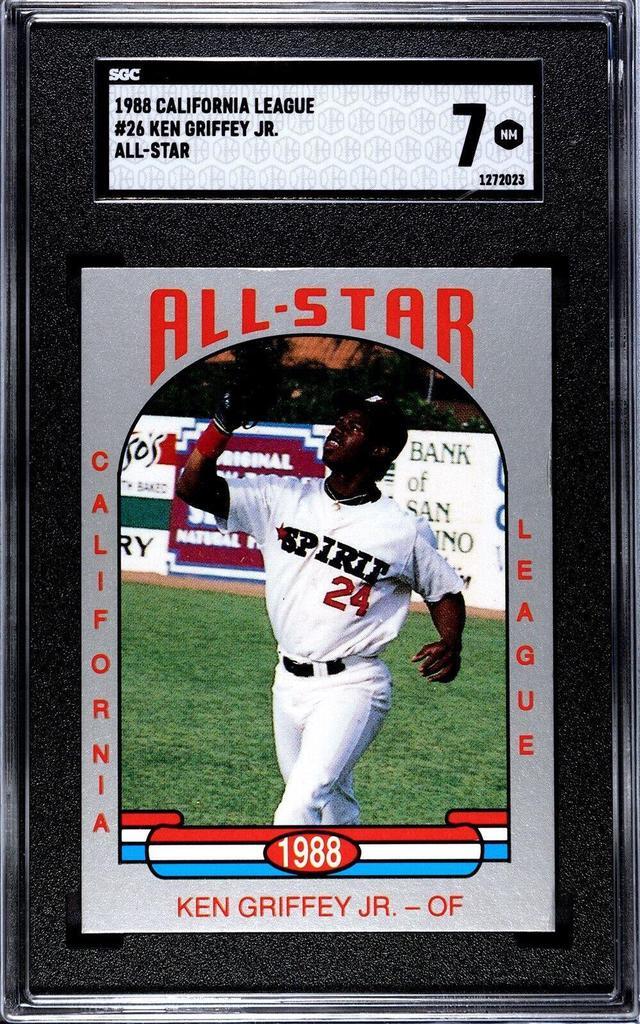 Main image of Ken Griffey, Jr. 1988 California League All-Star Pre-Rookie Card (RC) #26- SGC Graded 7 NM (Mariners/HOF)