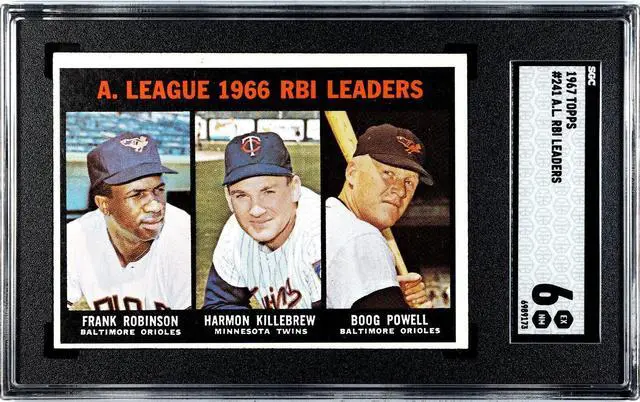 Main image of 1967 Topps AL RBI Leaders Card #241- Frank Robinson/Harmon Killebrew/Boog Powell- SGC Graded 6 EX-NM