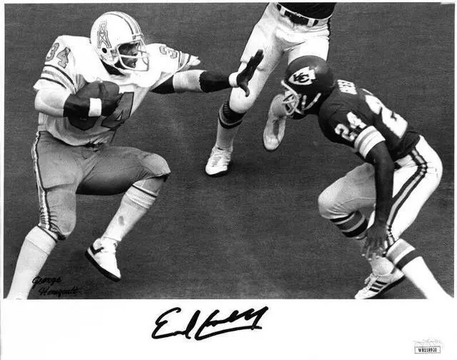 Main image of Earl Campbell signed Houston Oilers Vintage B&W 8X10 Photo- JSA Witnessed #WB118920 (Rare Exclusive Image)