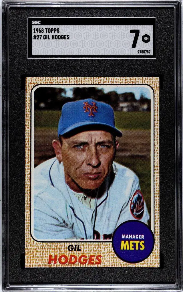 Main image of Gil Hodges 1968 Topps Baseball Card #27- SGC Graded 7 NM (New York Mets/Manager)