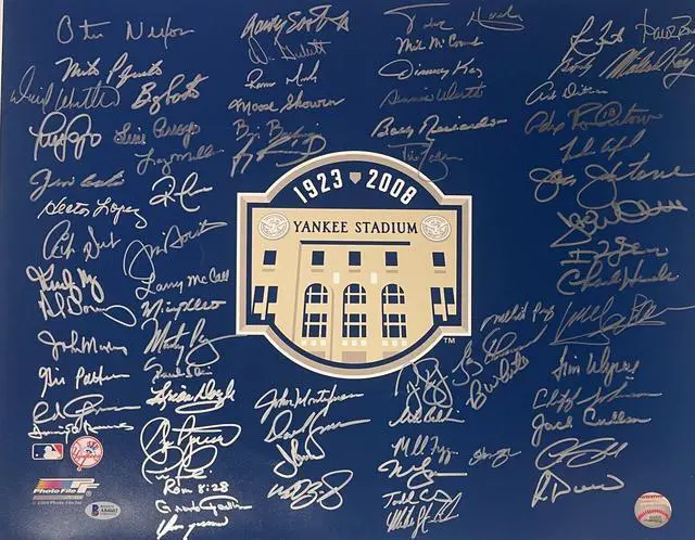 Main image of New York Yankees signed 16x20 Photo 2008 Yankee Stadium Final Season Logo with 69 sigs-BAS Holo- Moose Skowron/Bobby Richardson