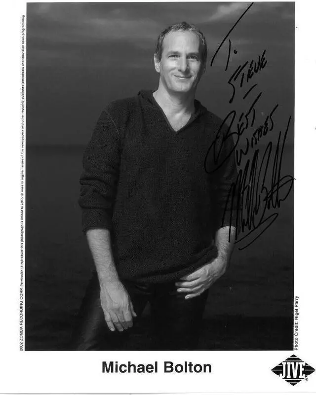 Main image of Michael Bolton signed 2002 Jive/Zomba B&W Promo 8x10 Photo To Steve Best Wishes- COA
