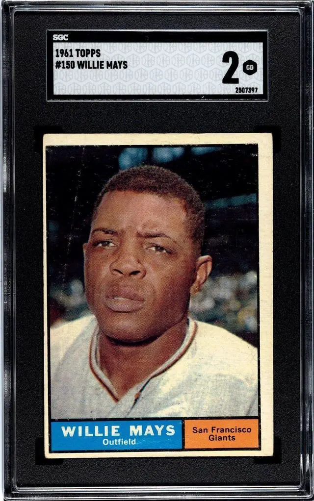 Main image of Willie Mays 1961 Topps Baseball Card #150- SGC Graded 2 GD (San Francisco Giants/HOF)