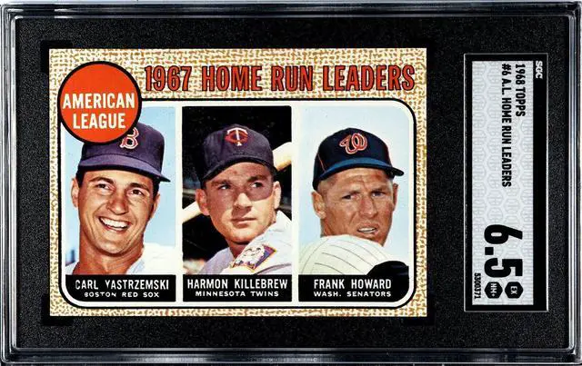 Main image of 1968 Topps AL Home Run Leaders Card #6- SGC Graded 6.5 EX-NM+ (Carl Yastrzemski/Harmon Killebrew/HOF)