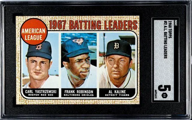 Main image of 1968 Topps AL Batting Leaders Card #2- SGC Graded 5 EX (Carl Yastrzemski/Frank Robinson/Al Kaline/HOF)