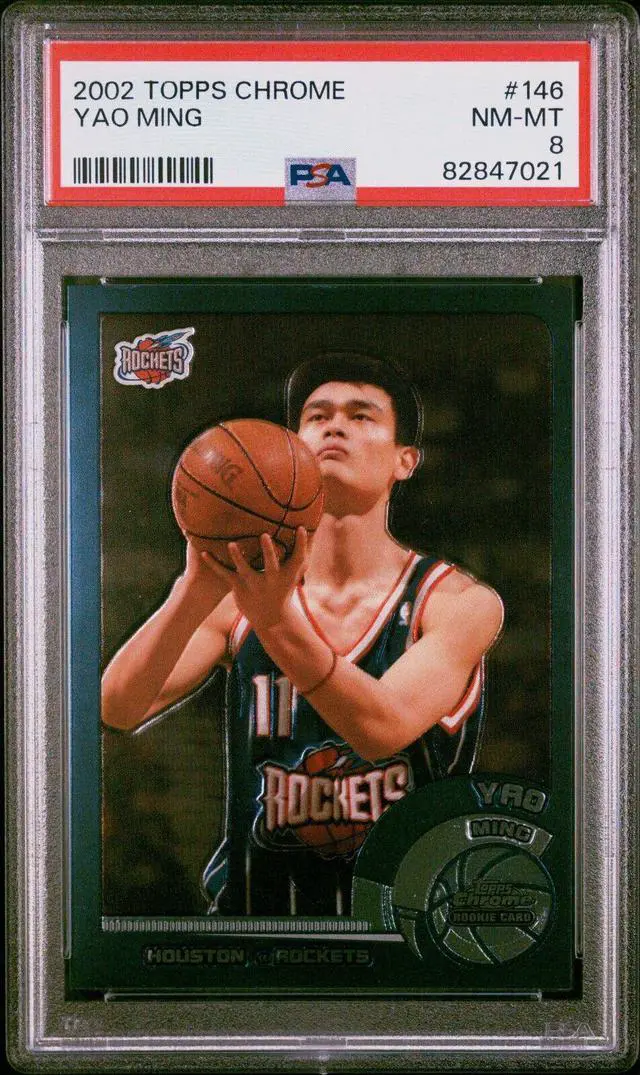 Main image of Yao Ming 2002-03 Topps Chrome Rookie Card (RC) #146- PSA Graded 8 NM-MT (Houston Rockets)