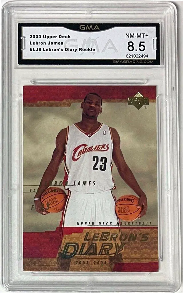 Main image of LeBron James 2003-04 Upper Deck Diary Rookie Card (RC) #LJ8- GMA Graded 8.5 NM-MT+ (Cleveland Cavaliers)