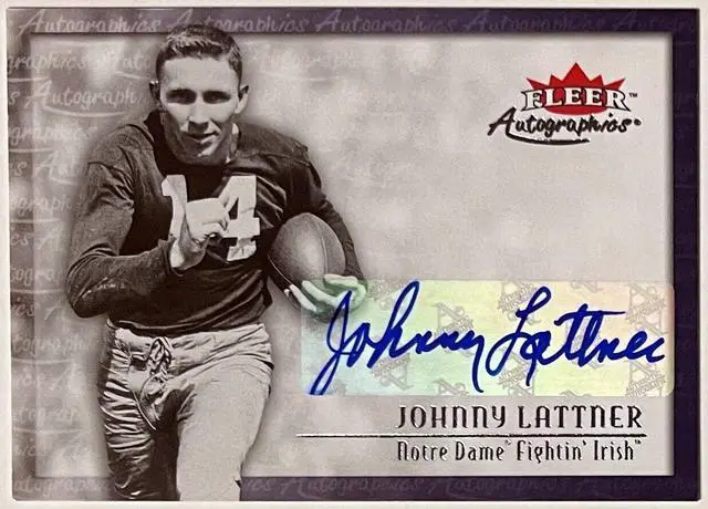 Main image of Johnny Lattner signed 2012 Fleer Retro Football Auto Card #00AU-JL (Notre Dame/Heisman)