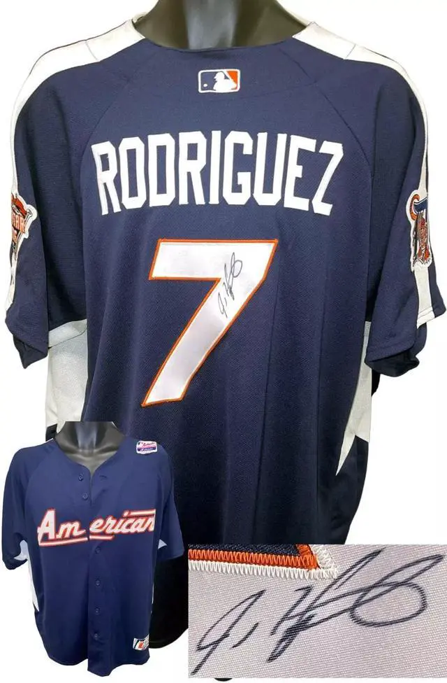 Main image of Ivan Rodriguez signed 2005 American All-Star Majestic Blue Authentic MLB Jersey Beckett (HOF/Detroit Tigers/Pudge)
