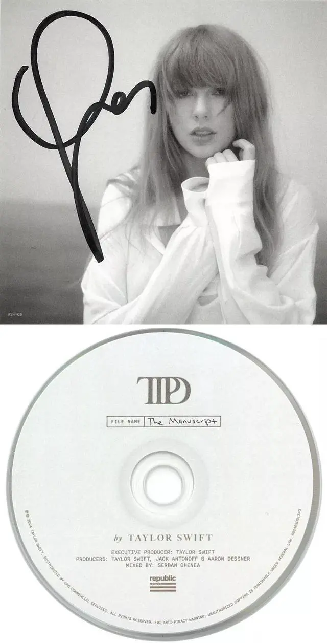 Main image of Taylor Swift signed 2024 The Tortured Poets Department 4.75x4.75 Art Card w/Album Cover Booklet w/ CD & Case- COA