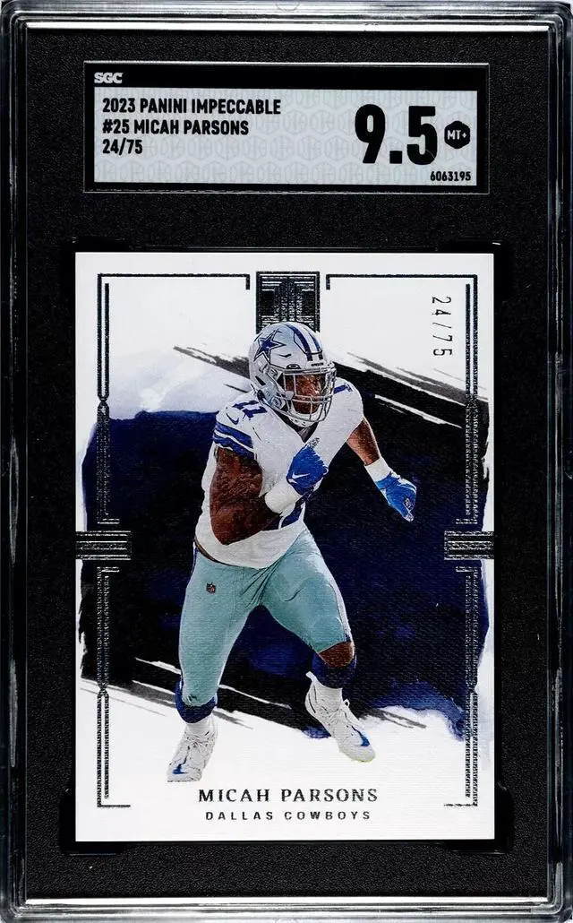 Main image of Micah Parsons 2023 Panini Impeccable Card #25- /75- SGC Graded 9.5 Mint+ (Dallas Cowboys)