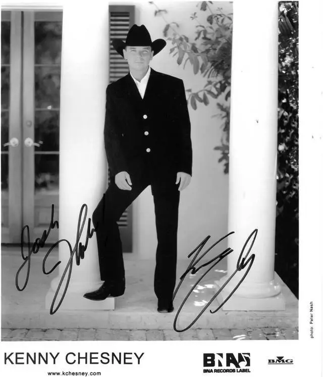 Main image of Kenny Chesney Signed BNA Records B&W Press Promo 8x10 photo Josh Thanks  Beckett Review (Country Singer)