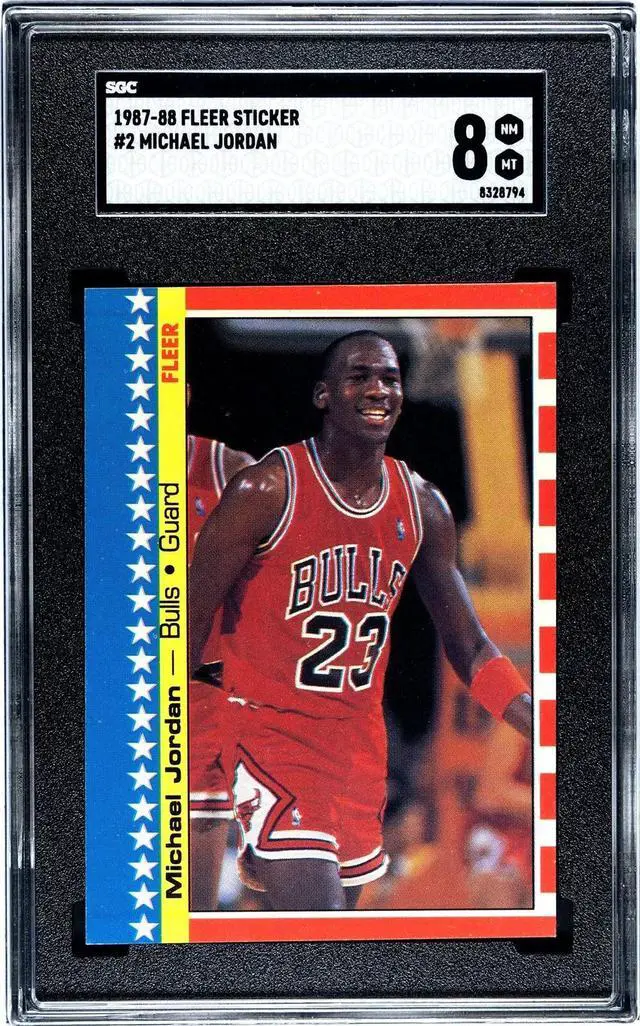 Main image of Michael Jordan 1987-88 Fleer Sticker/Card #2- SGC Graded 8 NM-MT (Chicago Bulls/HOF/GOAT/2nd Year)