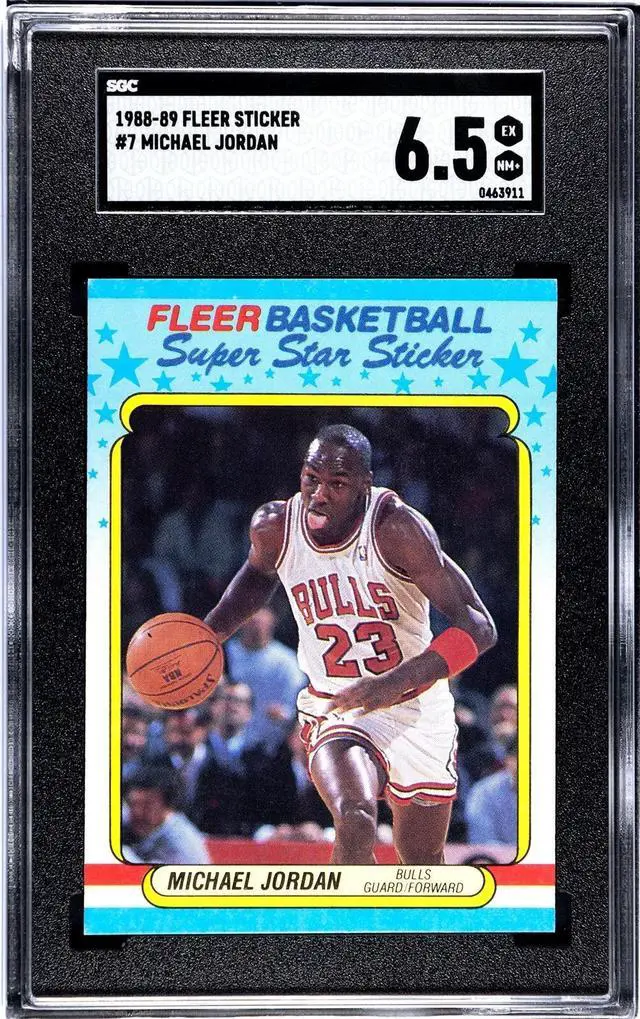 Main image of Michael Jordan 1988-89 Fleer Sticker/Card #7- SGC Graded 6.5 EX-MT+ (Chicago Bulls/HOF/GOAT)