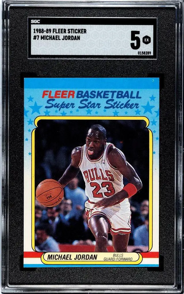 Main image of Michael Jordan 1988-89 Fleer Sticker/Card #7- SGC Graded 5 EX (Chicago Bulls/HOF/GOAT)