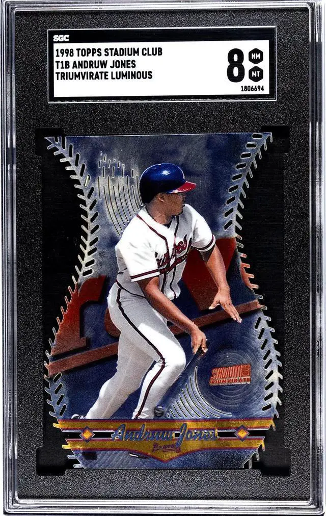 Main image of Andruw Jones 1998 Topps Stadium Club Triumvirate Luminous Card #T1B- SGC Graded 8 NM-MT (Atlanta Braves)