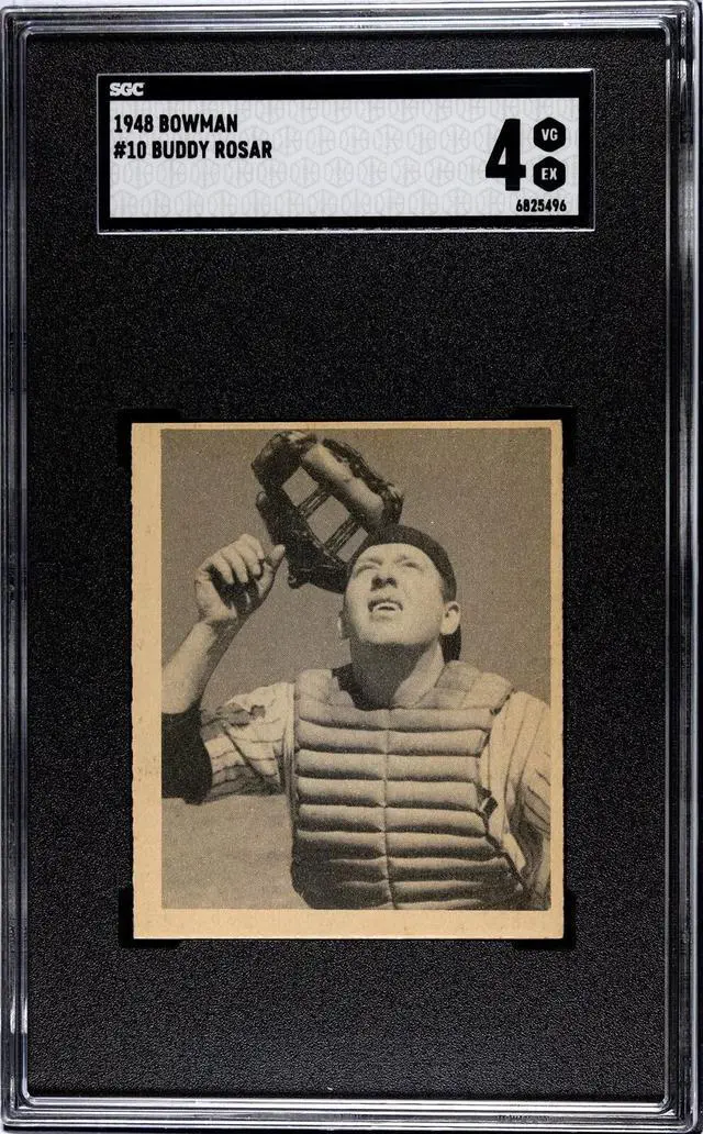Main image of Buddy Rosar 1948 Bowman Baseball Card #10- SGC Graded 4 VG-EX (Philadelphia Athletics)