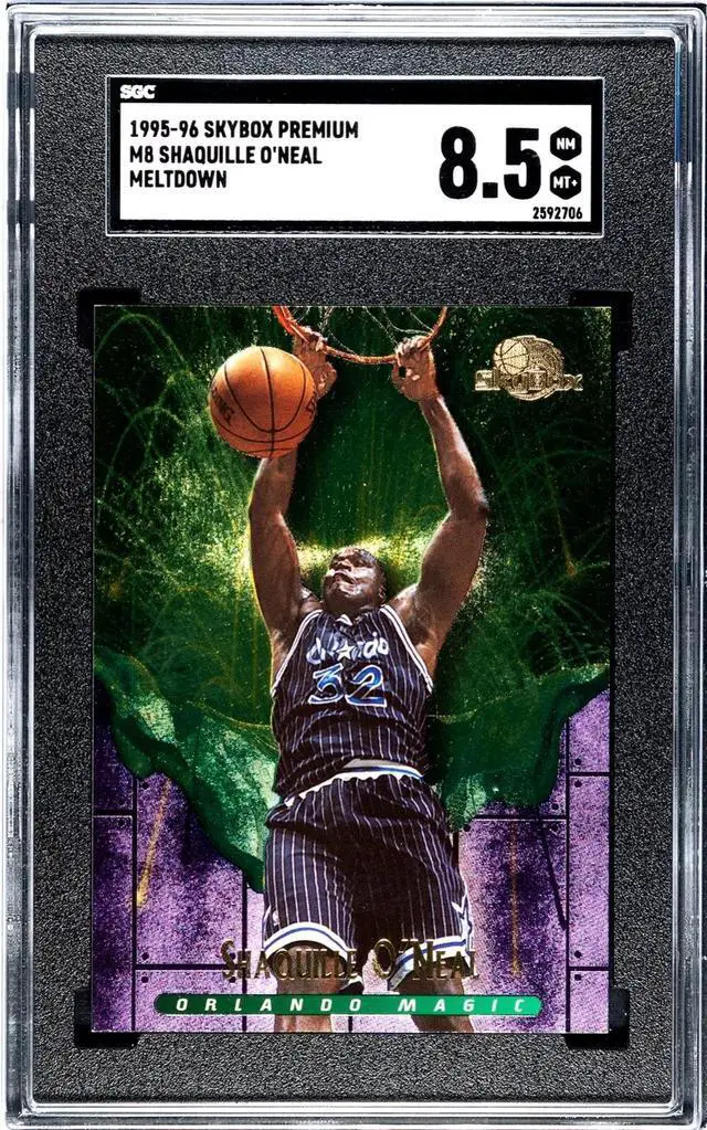 Main image of Shaquille O'Neal 1995-96 Skybox Premium Meltdown Card #M8- SGC Graded 8.5 NM-MT+ (Orlando Magic/HOF)