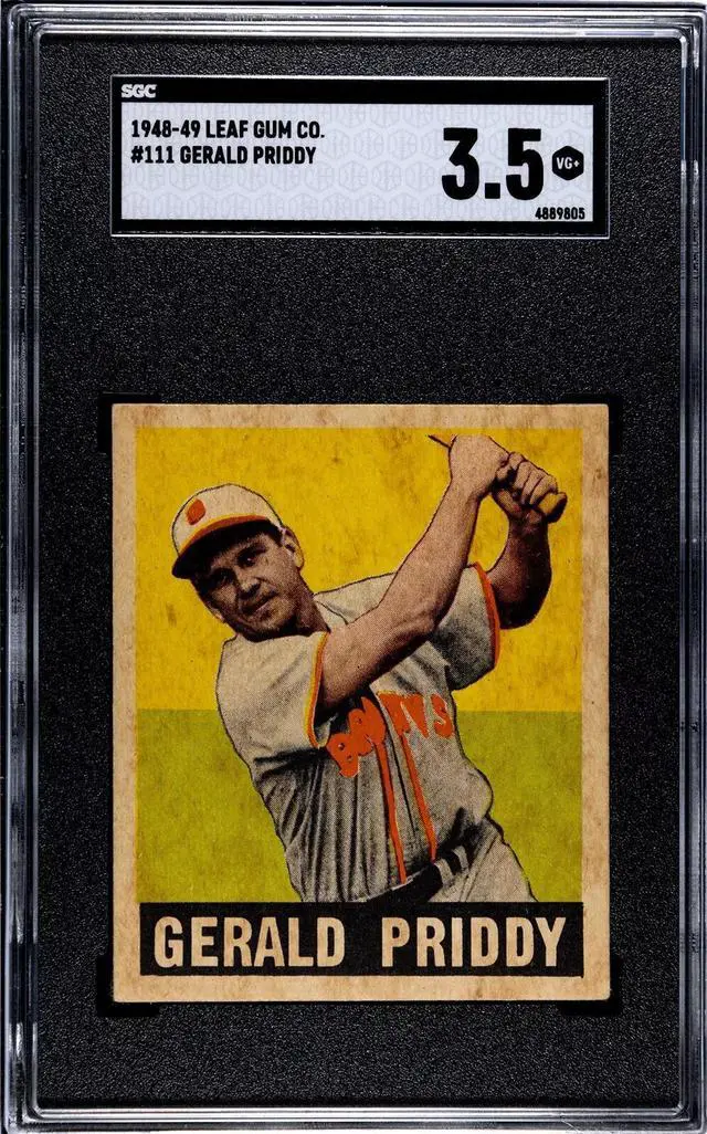 Main image of Gerald/Jerry Priddy 1948-49 Leaf Gum Co Card #111- SGC Graded 3.5 VG+ (St. Louis Browns/Senators/Tigers)