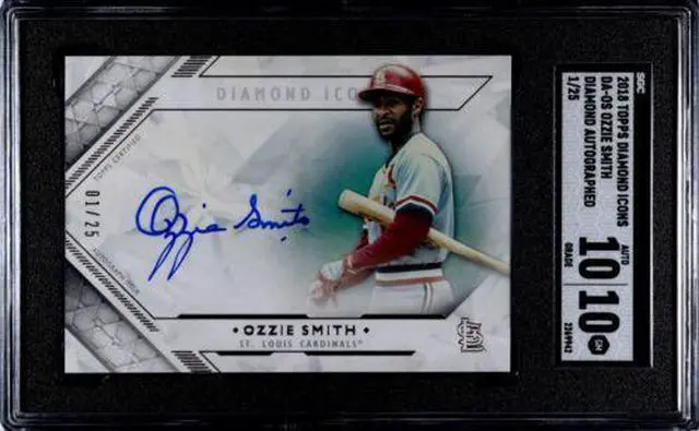 Main image of Ozzie Smith signed 2018 Topps Diamond Icons Autographed On Card Auto #DA-OS- /25- SGC Graded 10 Gem Mint/10 Auto (Cardinals/HOF)