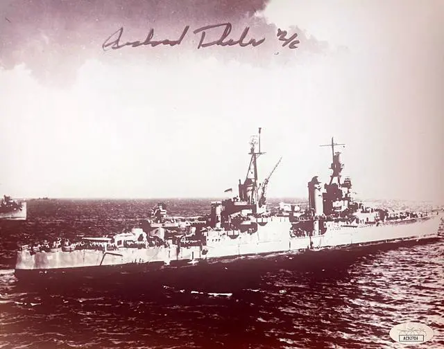 Main image of Richard Thelen signed Vintage B&W 8x10 Photo- JSA #AC92704 -1945 USS Indianapolis CA-35 Survivor