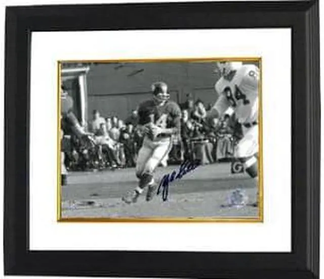 Main image of Y.A. Tittle signed New York Giants Passing 8X10 B&W Photo Custom Framed