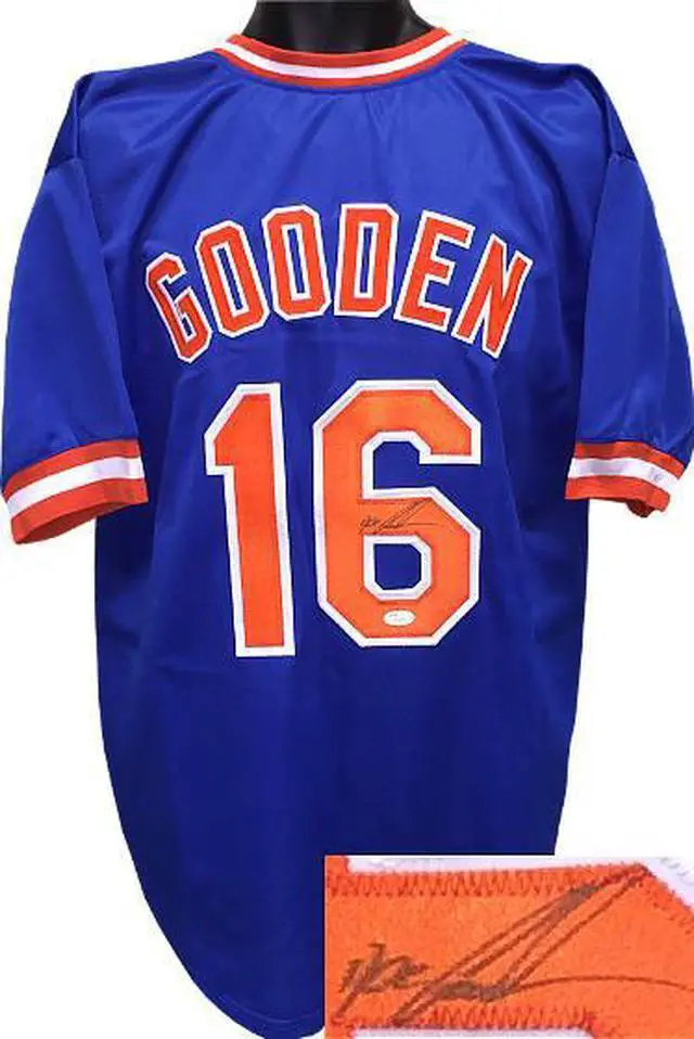 Main image of Dwight Gooden signed Blue TB Custom Stitched Baseball Jersey XL- JSA Hologram
