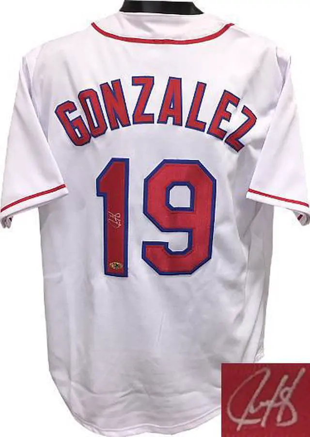 Main image of Juan Gonzalez signed White TB Custom Stitched Baseball Jersey XL