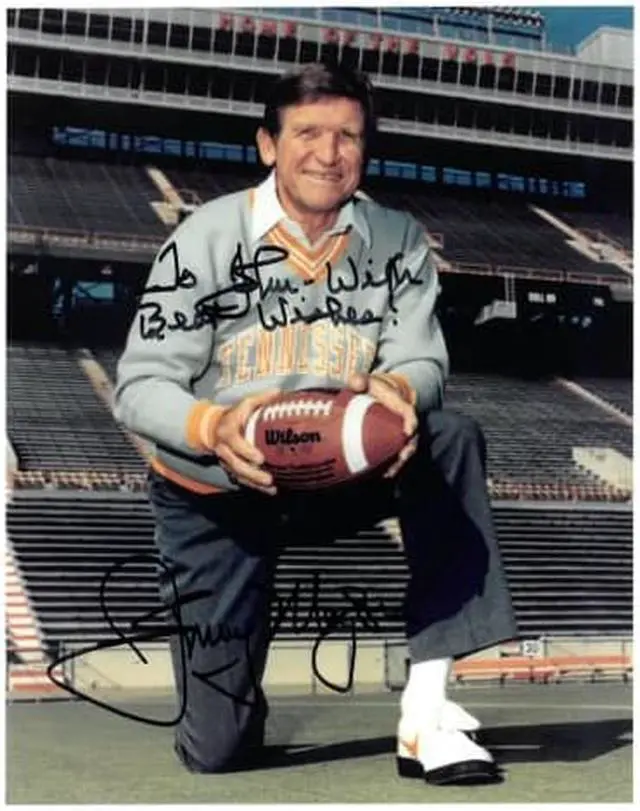 Main image of Johnny Majors signed Tennessee Volunteers Vintage 8x10 Photo To John Best Wishes (coaching)