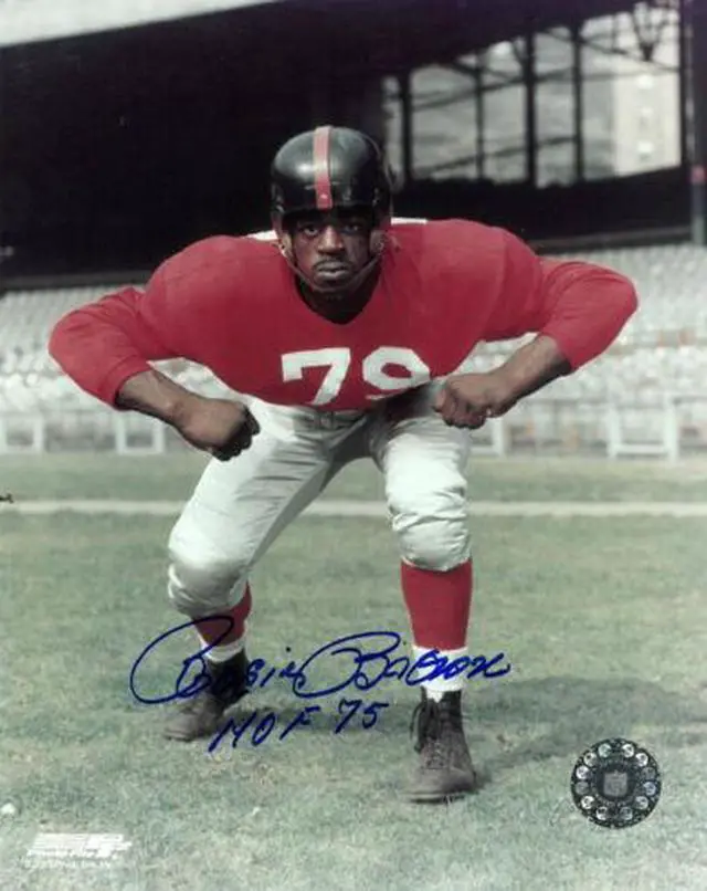Main image of Roosevelt Rosie Brown signed New York Giants 8x10 Photo HOF 75 (red jersey)