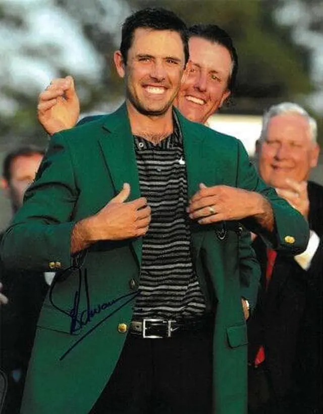 Main image of Charl Schwartzel signed PGA 11X14 Photo- JSA Hologram (w/ Mickelson)(2011 Augusta National Masters Championship green jacket)