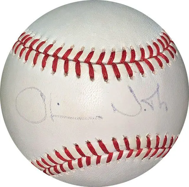 Main image of Oliver North signed ROAL Rawlings Official American League Baseball faded sig- JSA #EE41767 (USMC Lt Col/National Sec Council)