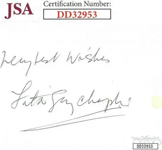 Main image of Lita Grey Chaplin signed 3X5 Index Card minor spots- JSA Hologram #DD32953