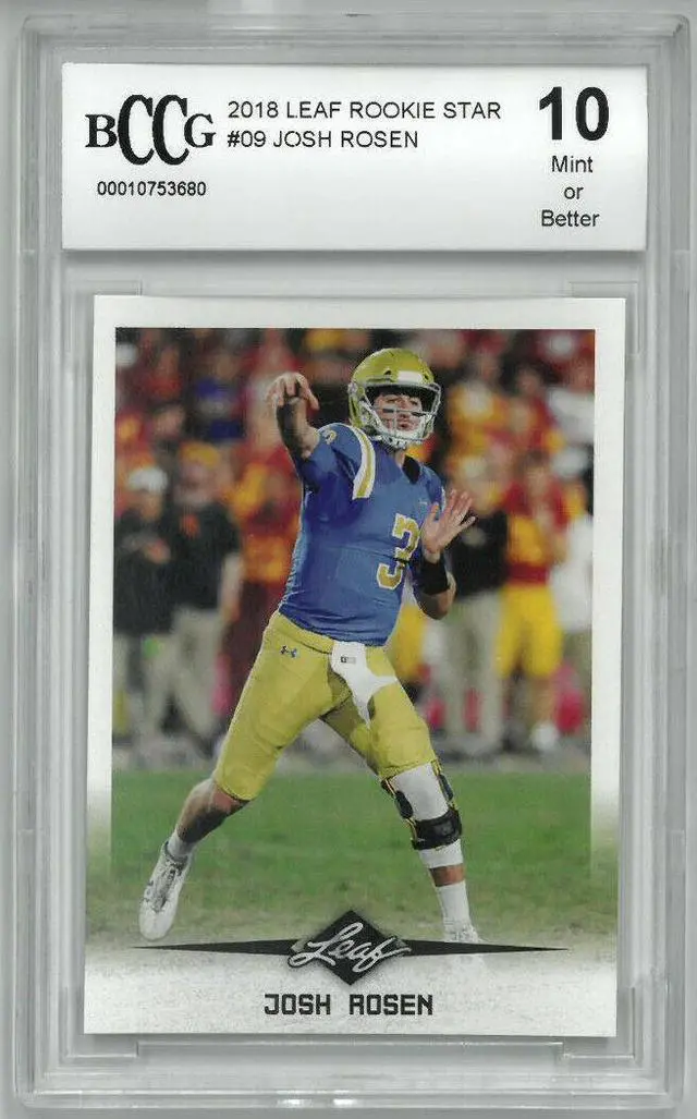 Main image of Josh Rosen UCLA Bruins 2018 Leaf Rookie Star Football Card #09- BCCG Graded 10 Mint or Better