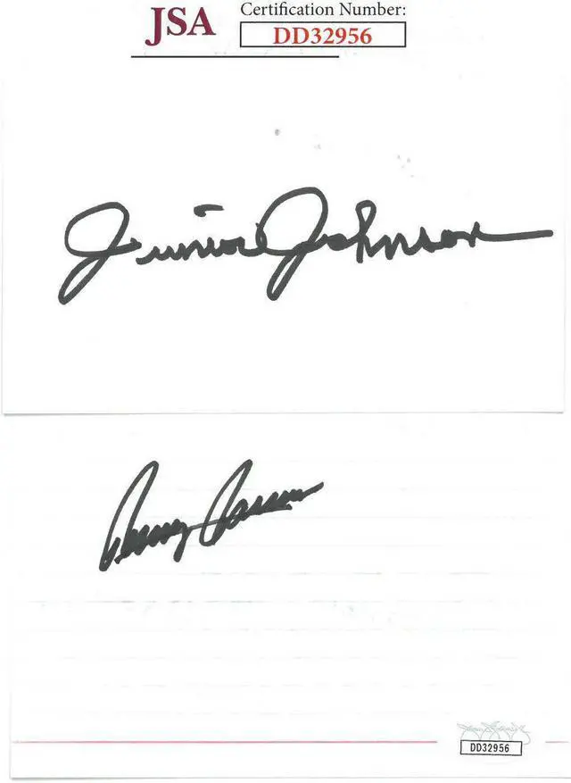 Main image of Junior Johnson & Benny Parsons dual signed NASCAR 3x5 Index Card- JSA Hologram #DD32956