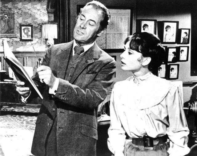 Main image of Audrey Hepburn & Rex Harrison unsigned My Fair Lady Vintage B&W 8x10 Photo (Eliza Doolittle/Henry Higgins)
