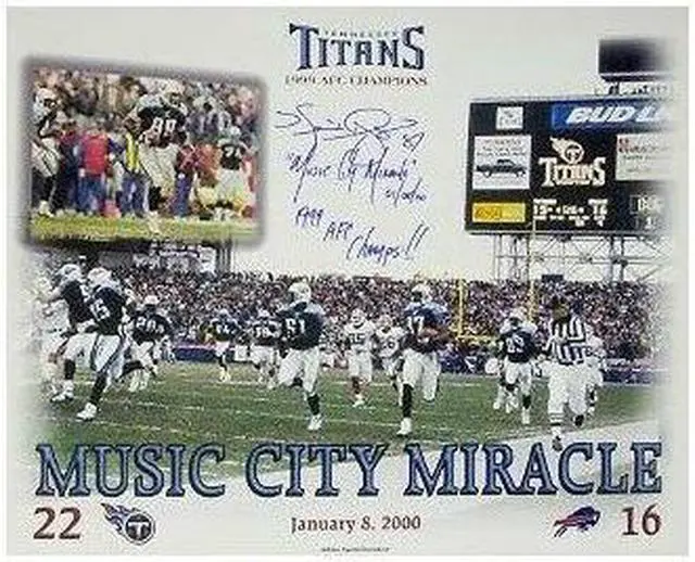 Main image of Music City Miracle signed Tennessee Titans 11X14 Photo w/ Music City Miracle/99 AFC Champs w/ Kevin Dyson sig- JSA Holo