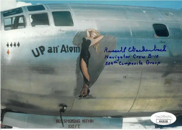 Main image of Russell Gackenbach signed WWII Hiroshima & Nagasaki Color 5x7 Photo Navigator Crew B-10/509th Composite Group- JSA #HH18108