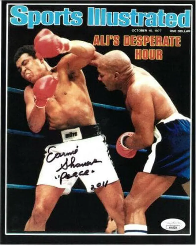 Main image of Earnie Shavers signed Boxing Sports Illustrated Cover October 10, 1977 8x10 Photo w/ Peace- JSA Hologram (vs Muhammad Ali)