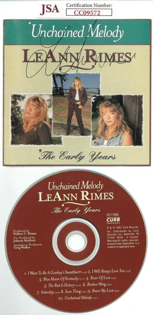 Main image of LeAnn Rimes signed Unchained Melody The Early Years Album CD Cover with CD- JSA Hologram #CC09572