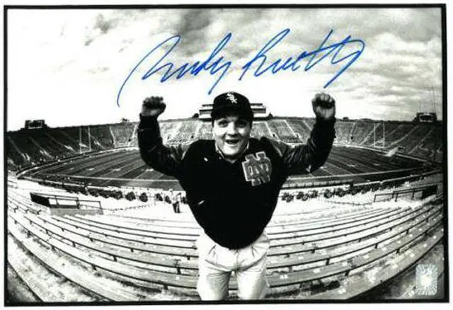 Main image of Rudy Ruettiger signed Notre Dame Fighting Irish Stadium B&W 11X14 Photo- Rudy 45 Hologram