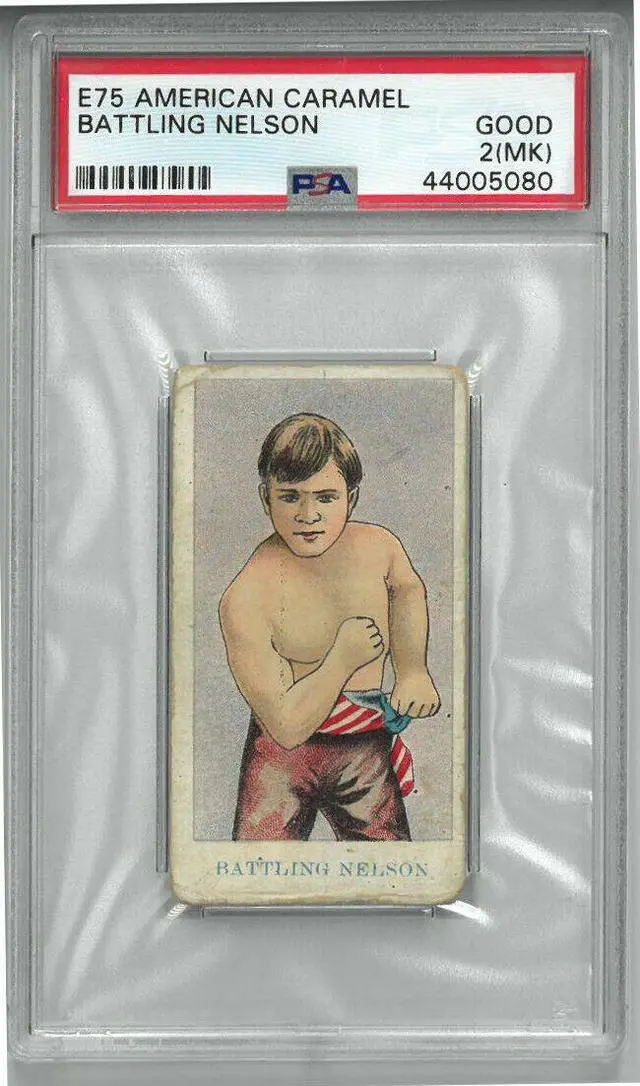 Main image of Battling Nelson 1909 E75 American Caramel Prize Fighter Card- PSA Graded 2 Good (MK)