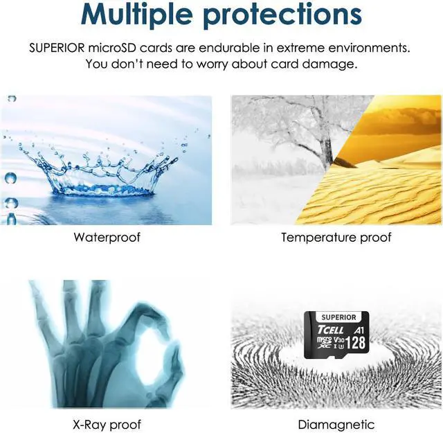 Alt view image 6 of 7 - TCELL Superior 128GB microSDXC A1 USH-I U3 V30 100MB/s Full HD & 4K UHD Memory Card with Adapter