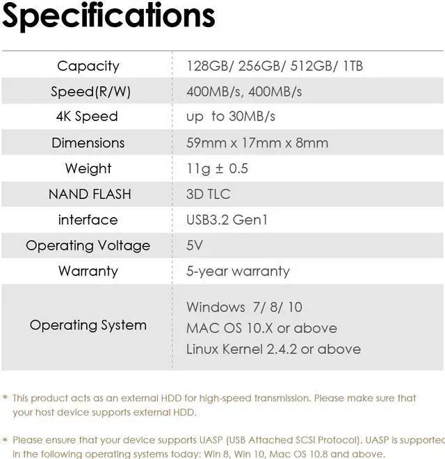 Alt view image 7 of 7 - TCELL 4K Fire 256GB USB 3.2 Flash Drive 400MB/s Above,UASP Supported, high Speed Solid State Flash Drive Thumb Drive Memory Stick for Designer Gamer Tesla dashcam Sentry Mode